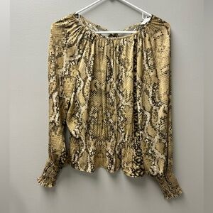 H&M Women’s Snakeskin Long Sleeve Blouse – Brown/Tan